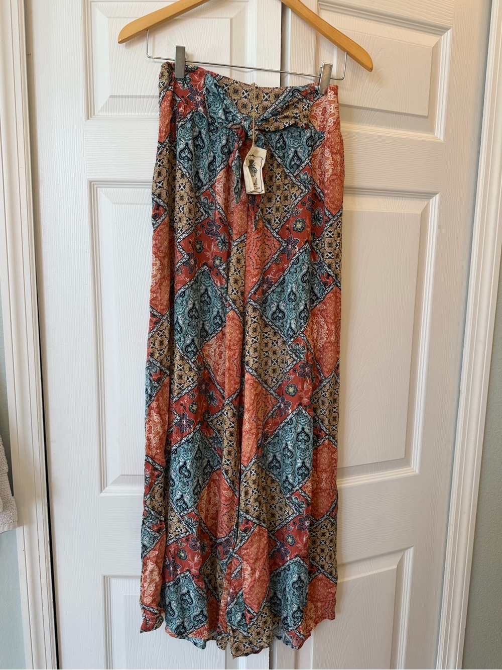 Easel Los Angeles Boho Patchwork Wide Leg Pants NWT size small